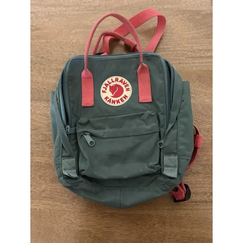 Fjallraven Kanken Mini Backpack Green Pink Everyday Travel Outdoor Bag
